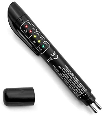 Tester per liquido dei freni, analizzatore di umidità dell'olio liquido idraulico con 5 indicatori LED, DOT 3 DOT 4 DOT 5.1, penna tester liquido liquido per freni per controllare il motore, accessori