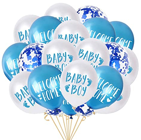 Welcome Home Baby Boy Ballon Herzlich Willkommen Zuhause Baby Jungen Latex Konfetti Ballon Bänder für Familie Partei Babyparty Boy Luftballons Dekoration 12Zoll(Blau)
