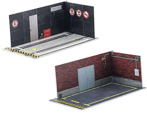 Folpus 2 Stück 1:32 Diecast Auto Parkgarage Fahrzeug Tiefgarage Szene Spielzeug Diecast Car Model Layout, Stil C