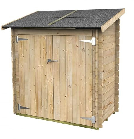 La zappa Casetta in legno addossata con doppia porta deposito da giardino Made in Italy 155 x 85 x h 165 cm (Naturale)