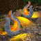 GLOBO Solarleuchte Gartendeko Solar Skulptur Steinoptik Solarlampe Design Gold, grau, LED warmweiß, LxBxH 23,5x11x34,5 cm, 2er Set