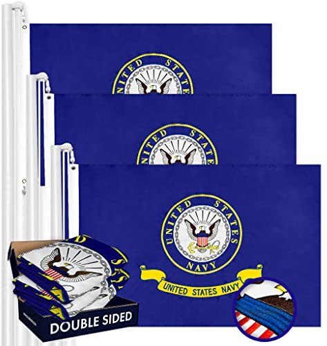 Bandiera 9,6 x 1,5 m (senza penna) – Bandiera della Marina degli Stati Uniti Navy Emblema Navy Seal Logo Double Sided ricamato ft bandiera occhielli in ottone