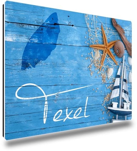 TRIOSK Kühlschrankmagnete Nordsee Magnet Insel Texel Spruch Souvenir Geschenk Maritim für Reiselustige Frauen Männer Nordseeliebhaber Kühlschrank stark eckig groß 85x55 mm