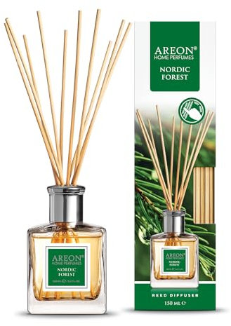 Areon Reed Diffuser/Nordic Forest / 150 ml / 1 Verpackung/Parfüm für zu Hause oder für Büro, langdauernde Aroma, Schilfsticksatz für Diffuser