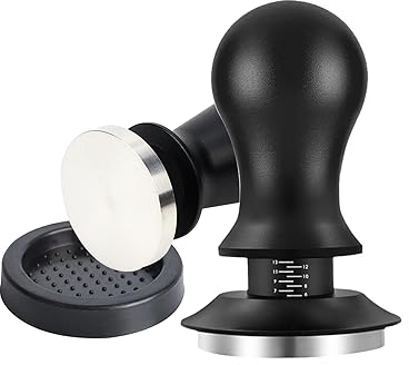 53mm Coffee Tamper for Espresso Machine, Constant Pressure Spring and Grinder with Silicone Pad, Stainless Steel Base Tamper Suitable for Express Coffee Press