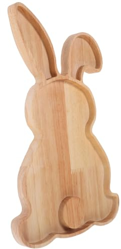 Zerodeko Easter Bunny Charcuterie Board: Rabbit Shaped Cutting Chopping Board Wooden Serving Platter Appetizer Tray Sushi Dish Snack Plates for Home Easter Party