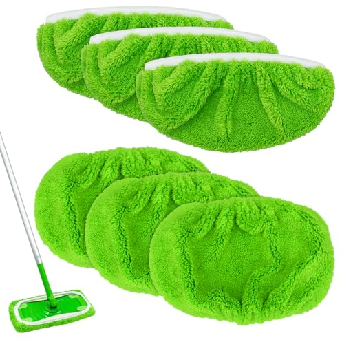 Panno Mocio di Ricambio Microfibra, Panni Riutilizzabili Compatibile con Swiffer Mop Panno Vello Corallo Pavimenti Mop Panni Cuscinetti Straccio Lavapavimenti per Uso Umido e Secco 6 Pezzi