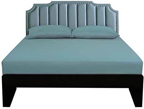 Lirex Super King Fitted Sheet,100% Cotton 300 Thread Count Soft Breathable Deep Pocket up to 12 / 30cm,Gray Blue