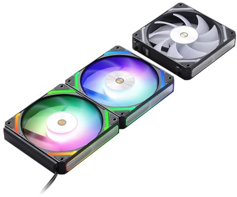 LTC CF-121D 120mm PC Case Fan, Daisy-Chain Connection, 5V 3Pin ARGB Lighting, 4 Pin PWM Case Fan, for Radiator/Computer Case Cooling, 120x120x25mm, 3 Pack, Black