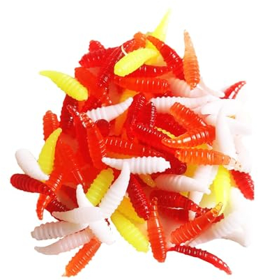 Esche in gomma, per trote, 50 pezzi, esche in gomma, simulazione di pane, per acqua dolce, testa di serpente, acqua salata, acqua dolce, pesce persico, luccio, trota