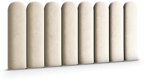 Muralo Wandkissen Gepolstert, Magic Velvet, Wandpolster - 20x100 cm, Creme | Wandpaneel, ideal als Bettkopfteil oder Lendenkissen - für Schlafzimmer und Wohnzimmer, einfache Anbringung mit Montagekleber