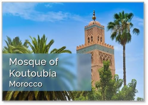 Kühlschrankmagnet Moschee von Koutoubia in Marrakesch, Marokko, Kühlschrankmagnet