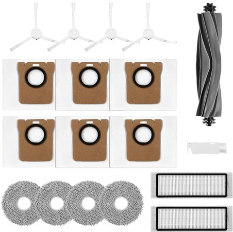 18 Zubehörset Anwendbar auf Dreame L10s Ultra / L10 Ultra/Xiaomi X20+, Anzug enthält 1 x Hauptbürste, 2 x Filter, 4 x Wischpads, 6 x Staubsaugerbeutel, 4 x Seitenbürsten, 1 x Reinigungsbürste