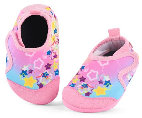 MASOCIO Chaussures Aquatiques Enfant Fille Chausson d'eau Chaussette Bebe Bébé Plage et Piscine Mer Riviere Séchage Rapide Rose 2 (Taille Fabricant: CN 34/35) EU 30/31