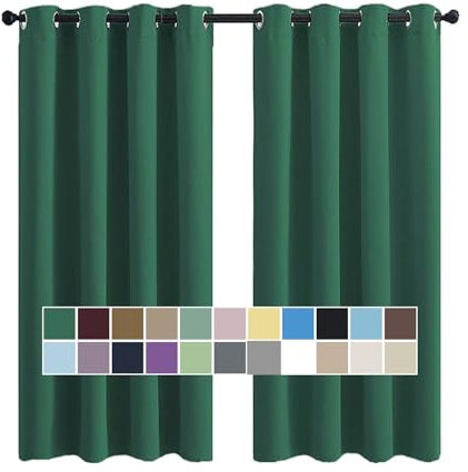 CHENG Schwere WäRmeisolierende VorhäNge, Ösenschal, Verdunkelnd Thermo Schalldämmend, für Dekoration Weihnachten, 280x180cm(HöhexBreite), Dunkelgrün, 2er Set