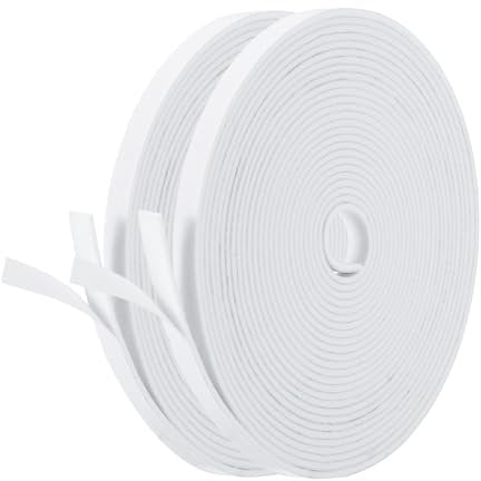 PATIKIL Weather Stripping Door Seal Strip, 2 Rolls 1/4 Inch x 1/16 Inch x 16 Ft Self Adhesive Soundproof High Density Foam Tape Insulation for Door Window Air Conditioning, White