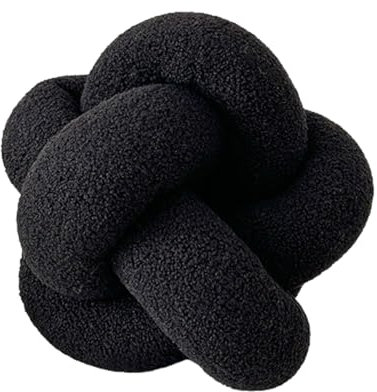 champracer Geknotetes Kissen - Rundes Wurfkissen, Sofa Geknotetes Kissen, Plüsch Geknotetes Kissen, Plüsch Rundes Geknotetes Kissen, Heimdekoration, Sofa Dekoration (Schwarz,30 cm)