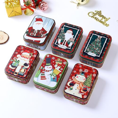 Decoraciones de Navidad al aire libre, cajas de lata de galletas de Navidad grandes con tapas para panaderías, cajas de dulces y galletas para regalar
