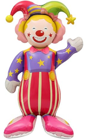 DazzJoy Clown Deko Folienballon Stehender, XXL Luftballon Clowns Deko Stehend, Karneval Deko Kinder Helium Ballon, Zirkus Deko Ballons Stehend, Luftballons Fasching Deko für Kino Deko, Karnevals Deko