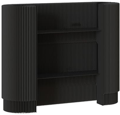 DIHRVTHC Messetheke Faltbare Empfangstheke, Modern Rezeptionstheke mit 2 Abnehmbaren Regalen, Rezeption Schreibtisch für Firmenhallen Bekleidungsgeschäft Convenience-Stores(Nero)