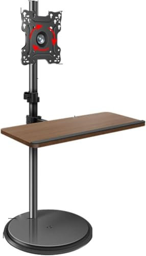 TV stand on wheels Mobile TV stand with keyboard tray - TV Computer Monitor Horizontal and Vertical Rotating Bracket Floor Mobile Cart