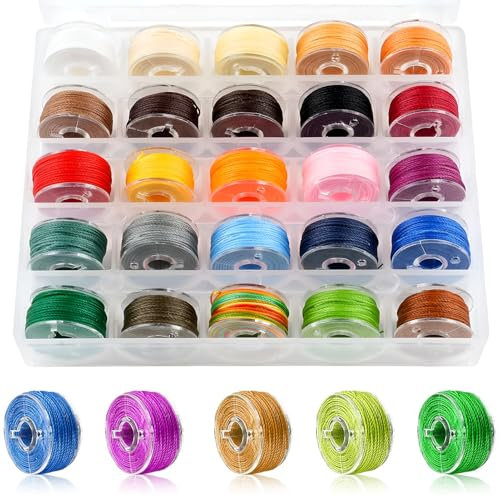 25 rotoli di filo di cotone cerato,0,55 mm x 10 m di lunghezza per braccialetti,Può essere tagliato per braccialetti,Filo di poliestere per braccialetti,Può essere utilizzato per tessere braccialetti