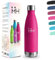 Botella Agua Acero Inoxidable, 500 ml Libre de BPA, Botella Termica, 18/8 Acero Inoxidable, Botellas Agua, Aislamiento al Vacío de Boble Pared, Cantimplora Acero Termica para Cámping - Rosa roja