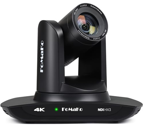 FoMaKo 4K 30x Optical Zoom PTZ Camera with NDI 6 & NDI HX3, AI Auto-Tracking Gen 3, 3G-SDI/IP/USB3.0/HDMI – Professional Live Streaming Camera for Church, Worship, Education & Conference, K30NS