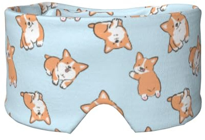 Corgi Pattern Mug, Full Eye Covers Light Blocking Eye Mask Sleep Eye and Ear Muffs