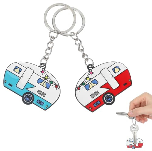 Classicseali 2 Stück Schlüsselanhänger Wohnwagen, Caravan Keychain | Praktische und Stilvolle Schlüsselanhänger Wohnmobil zum Aufhängen an Rucksäcken, Geldbörsen oder Anderen Gegenständen