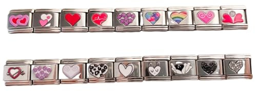 Nomination Bracelet Set, Italian Charm Bracelet with 18 Detachable Charms and Opening Tool, DIY Jewellery for Women and Men, Ideal for Daily Wear and Gift Giving