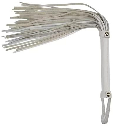 HHAura Leather Flogger Whip, Durable Riding Whip for Horseback Riding, Equestrian Practice & Groundwork, Comfortable Grip Horse Equipment Whip (White)