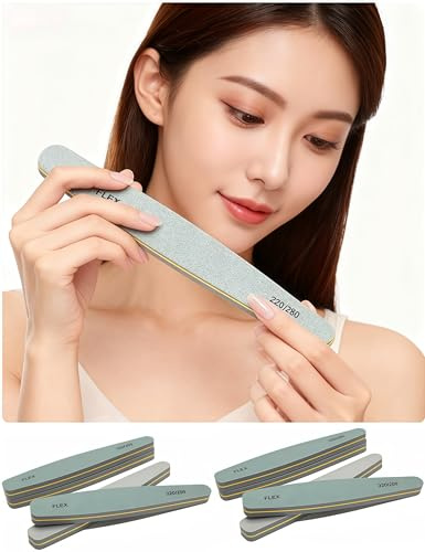 PAVNSO Limas pulidoras de uñas, 5 unidades, grano 220/280 | Bloque de pulido de uñas de diamante, lijado de esponja, herramientas de pulido de gel UV, para manicura/profesionales