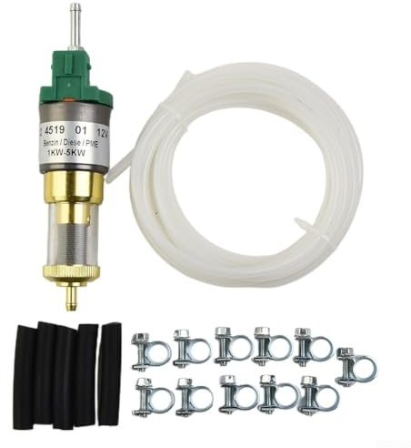 ZWEquipint Fuel Pump Kit Compatible With 1KW-5KW 12V Diesel Air Heater,Metal Electric Oil Pump For Car Parking Heater, Includes Hose And Clips(22ML)