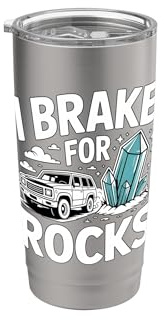 I Break For Rocks Rockhounding Geologie Kristalle Steine Doppelwandiger Edelstahl-Thermobecher