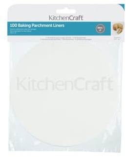 KitchenCraft Silikon-Backpapier, Rund, 100 Backpapiere, Backpapier mit Silikonbeschichtung, für Kuchen/Tortenformen und Backbleche geeignet, 20 cm, White