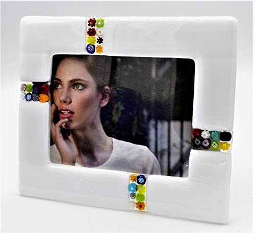 Bilderrahmen aus Murano-Glas und Murrine Millefiori 18 x 15 cm Made in Italy