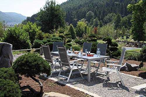 acamp Gartengruppe 4X Urban Klappsessel 56863 und 1x Ausziehtisch 56668 Extensio 160 + 60 x 98 cm