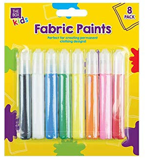 8 Pack Fabric Paints PENS T-Shirt Clothes Designs Assorted Colours Permanent