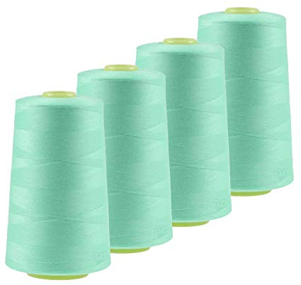 4 x 4572m Qualitäts Overlock-Garn Oeko-Tex Overlock-Nähgarn Farben 581 bis 620, Farbe:A599 mintgrün