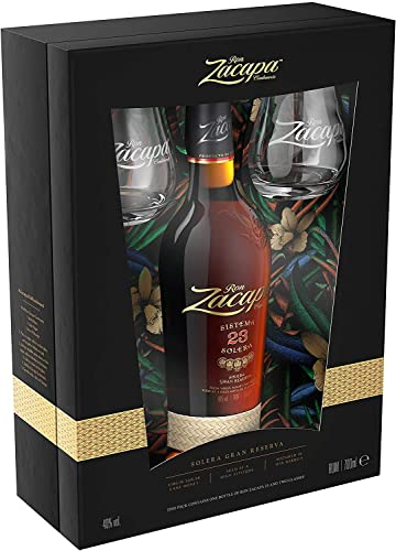Ron Zacapa Centenario 23 SISTEMA SOLERA Gran Reserva Limited Edition Design 40% Volume 0,7l in Geschenkbox mit 2 Gläsern Rum