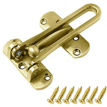 SAISN Door Reinforcement Lock Latch Swing Bar Lock for Home Security Front Door Locks for Kids Thicken Solid Aluminium Alloy (Gold)
