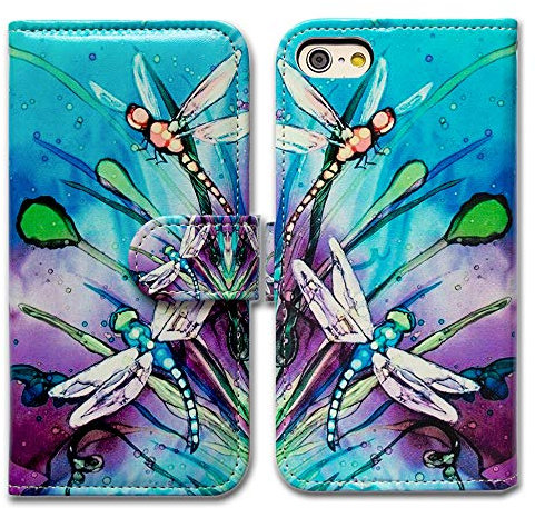 BCOV iPhone SE 2022 Case - Cute Dragonfly Leather Flip Phone Case Wallet Cover with Card Slot Holder Kickstand for 4.7 iPhone SE 2020/8/7