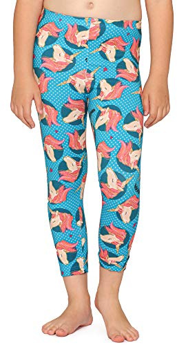 Merry Style Mädchen 3/4 Leggings MS10-405(Blau/Einhorn,140)