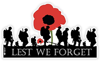 We Remember Soldiers Showing Respect and Gratitude Remembrance Sunday Lest We Forget Remembrance Day Sticker, Mug, Poppy Flower Decal, Car, Window, Fridge, Laptop Sticker (Extra Large)