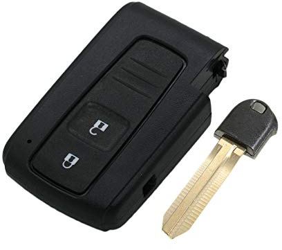 BROVACS Replacement Key Shell + Uncut Blank Emergency Insert Key Compatible with TOYOTA Prius 2 Button Smart Keyless Entry Remote Key Case Fob PG427A