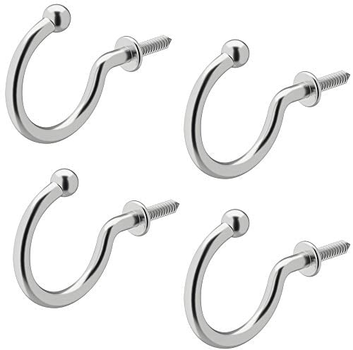 Gedotec Schraubhaken Edelstahl Drahthaken gebogen - SIGNA | Kleiderhaken mit abgerundeter Spitze | Wäscheleinen-Haken Tiefe: 30 mm | Hakenschraube Silber poliert | 4 Stück - Wandhaken zum Schrauben