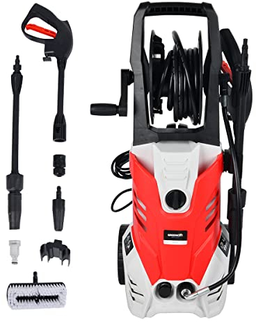 GREENCUT JET220C-7 - Elektrischer Hochdruckreiniger, Leistung 2200W, Druck 160bar, Durchflussmenge 8l/min, inklusive Lanze, HPC-Anschluss, 3 Düsen, Einlassadapter und Reinigungsset