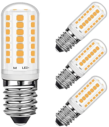 E14 Bombilla LED 3W Blanco Cálido 28W Halógeno Equivalente Ahorro de Energía, E14 Pequeño Tornillo Edison Bombillas LED para Congelador Campana Extractora Máquina de Coser, AC220-240V, Paquete de 4