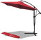 VOUNOT® 300 cm Parasol Excentrico, Sombrilla de Jardín con Manivela, Funda Protectora y Correa de Fijación, Protección UV, Rojo